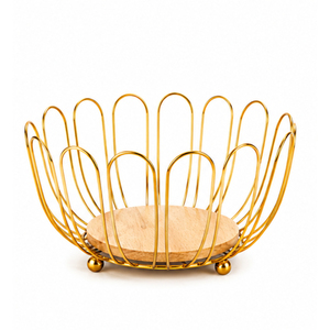 Corbeille à fruits de luxe en or rose, ronde, géométrique, en fil métallique, électroplaquée, résistante à la rouille, en fer forgé, pour le rangement des fruits - Product Image 5