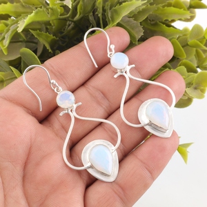 Nouveauté 2026 : Boucles d'oreilles en opale blanche laiteuse de créateur, en argent sterling 925, pour femmes et jeunes filles - Product Image 1