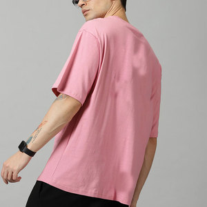 Camiseta Personalizada de Estilo Masculino, Holgada, Cómoda, de Manga Larga, 100% Algodón, Cuello Redondo, Estampada, Top de Manga Corta - Product Image 3