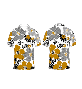 เสื้อโปโลพิมพ์ลายดอกไม้สีเหลืองมัสตาร์ดสีขาวสำหรับผู้ชายเสื้อกอล์ฟแฟชั่นฤดูร้อนแขนสั้นลำลอง - Product Image 3