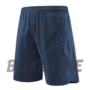 Shorts de sport noirs pour hommes BLOODLINE, taille élastique, séchage rapide, imprimé griffe avant, style décontracté - Product Image 2