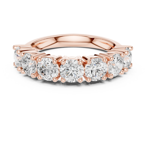 Élégante bague à sept pierres en moissanite plaquée or rose 14 carats pour femme - Bijou de mariée raffiné à taille brillant rond - Product Image 1