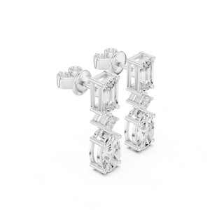 Boucles d'oreilles uniques de qualité supérieure, forme ovale princesse émeraude, or massif 14 carats, boucles d'oreilles tendance pour femmes, design de bijoux avec diamants cultivés en laboratoire - Product Image 4