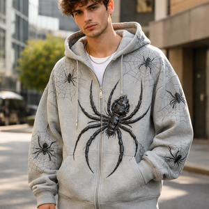 Sudadera con capucha pesada personalizada al por mayor con estampado de araña - Proveedor directo de fábrica para compras al por mayor OEM - Product Image 6