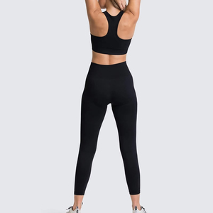 Conjunto de yoga de 2 piezas para mujer 2026 al por mayor, sin costuras, sin mangas, elástico, 100% poliéster, cintura alta, ecológico - Product Image 2
