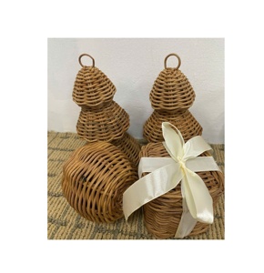 Cesta de almacenamiento de mimbre Vintage, cochecito de bebé de mimbre Natural personalizado, muñeco, cochecito, adornos navideños - Product Image 5
