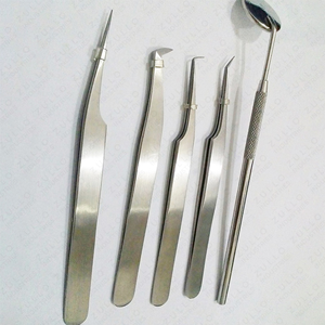 Ensemble de 4 pinces à cils en acier inoxydable de qualité supérieure avec pointes précises et miroir intégré pour extensions de cils - Product Image 4