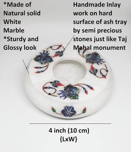 Cendrier sans fumée en aluminium blanc 10 cm, incrustation artisanale, support de luxe pour cigares et cigarettes, élégant, durable, résistant à la chaleur, pour table - Product Image 4