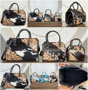 2026 Latest Trendy Designer Hand <b>Tooled</b> Genuine Cowhide <b>Leather</b> Speedy Bag Floral Style Wholesale OEM ODM Crossbody Speedy Bag - Product Image 3