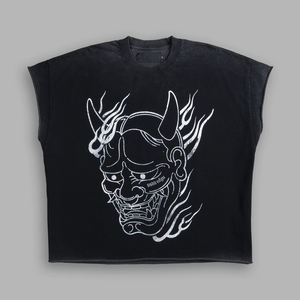 Camiseta Casual de Algodón con Lavado Vintage Personalizado, Corte Cuadrado, Sin Mangas, Estampado de Felpa Francesa, para Hombre - Product Image 1