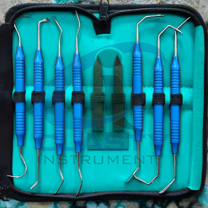 Ensemble d'instruments chirurgicaux dentaires manuels, poignée moletée noire, outils en acier inoxydable de classe I pour la chirurgie buccale, couleur personnalisée - Product Image 3