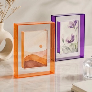 Clear Acrylic <b>4</b> Color Rectangle <b>Photo</b> <b>Frame</b> UV Printing Shatterproof Waterproof Free Standing Horizontal Tabletop Display Modern - Product Image 2
