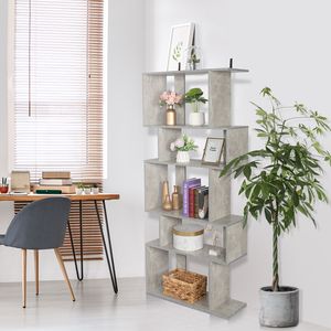 Libreria Angolare Autoportante a 5 Cubi, Scaffale a 5 Ripiani, Organizzatore per Armadio, Espositore in Grigio - Product Image 1