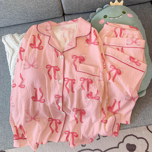 Conjunto de Ropa Casual de Verano para Mujer, Diseño de Lazo, Manga Larga, Transpirable y Suave, Poliéster/Algodón, Novedad 2026 - Product Image 3