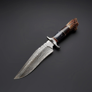 Handmade Damascus Steel Hunting <b>Knife</b> With <b>Bone</b> <b>Handle</b> Smooth Edge Outdoor Camping Use Durable Compact Design - Product Image 1