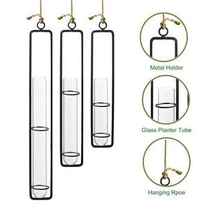 Ensemble de vases muraux minimalistes suspendus, support pour plantes en métal, pour fleurs et plantes vertes, design carré - Product Image 2