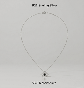 จี้เพชรโมอิสซาไนต์ทรงตาแบบกำหนดเอง VVS D สำหรับผู้ชาย สร้อยคอเงินแท้ 925 ชุบโรเดียม สายปรับได้ เครื่องประดับชั้นดี ของขวัญสำหรับงานปาร์ตี้ - Product Image 1