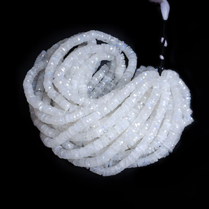 Cuentas de piedra lunar arcoíris facetadas en forma de neumático Heishi de 8 mm, cuentas de piedra lunar con corte de rueda para la fabricación de joyas, genuinas, al por mayor. - Product Image 2