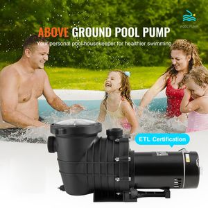 Bomba de Piscina de Velocidad Única de 2 HP y 110 GPM, 110V/240V, 3450 RPM, con Altura Máxima de Elevación de 59 pies, Bomba para Piscina Elevada con 3450 RPM, 110V/240V - Product Image 1