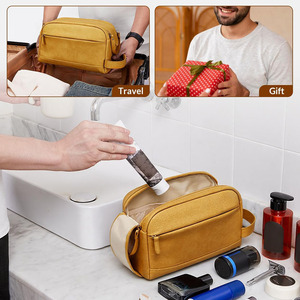 Genuine leather toiletry <b>bag</b> travel <b>wash</b> case providing organization for toiletries and cosmetics for sale in reasonable price - Product Image 2
