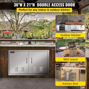 Porta a isola barbecue in acciaio inossidabile per cucina esterna 36X21 telaio smussato ventilato doppia porta di accesso - Product Image 2