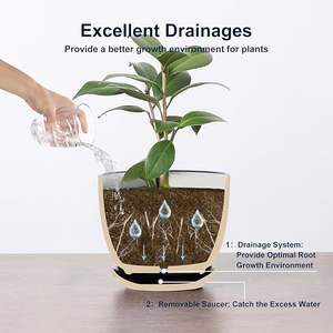 Macetas de Barro EOB de 5.6 Pulgadas, Diseño Bohemio, Macetas para Flores de Interior con Orificio de Drenaje y Plato, Juego de Decoración para el Hogar - Product Image 3