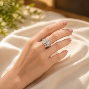 Geometric Moissanite Diamond <b>Ring</b> <b>Emerald</b> Cut Channel Band <b>Silver</b> Tone Women's Wedding Party Jewelry - Product Image 2