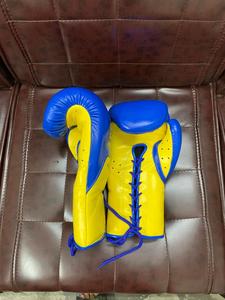 Guantes de Boxeo MMA Estilo Mexicano con Cordones, Azules y Amarillos, de Cuero Genuino, Transpirables, Personalizables, para Entrenamiento y Sparring, Venta al Por Mayor - Product Image 5