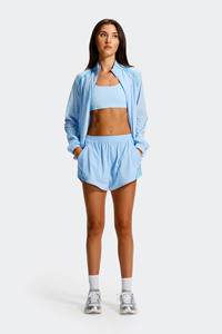 Veste coupe-vent légère bleue zippée et ensemble court pour femmes, vêtements de sport décontractés, ensemble de survêtement deux pièces pour femmes - Product Image 6