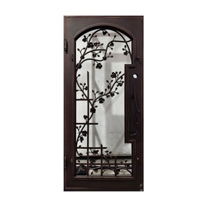 Hand-forged Modern <b>Swing</b> Iron Main Door with Asian-inspired Design Rust-resistant Powder-coated Finish Easy Assembly - Product Image 1