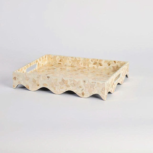 High-End Vietnamese Craftsmanship with Luxurious Glossy Decorative Finish Stunning MOP Capiz Serving Tray - Product Image 5