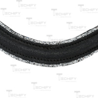 Fronture de Cheval en Cuir Rembourrée Noire de Luxe avec Cristaux Scintillants et Motif Vague, pour l'Équitation Anglaise et les Concours, Couleur et Taille Personnalisables