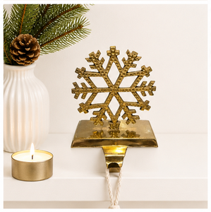 Customized Aluminum Golden Snowflake Christmas <b>Stocking</b> Hanger Durable Metal Mantle Hook For Xmas <b>Stockings</b> And Hanging Decor - Product Image 6