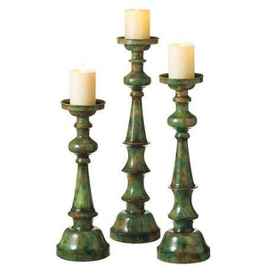 Petit chandelier en bois de style campagnard vintage. Boules de conception nouvelle entourant des supports décoratifs pour bougies. PAR MULTI CRAFT - Product Image 2