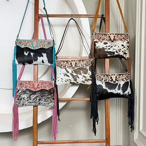 Sac bandoulière en cuir pleine fleur fait main avec franges, style western floral, idéal pour femme - Vente en gros 2026 - Product Image 4