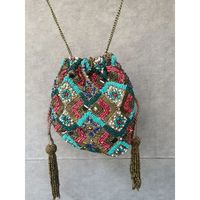 Sac artisanal indien de luxe, accessoire de mode décontracté pour le quotidien, avec poignée ronde en perles de verre colorées, en cristal durable et artistique
