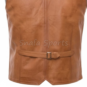 เสื้อกั๊กหนังผู้ชายแบบไม่มีแขน สีพื้น ขายส่ง ทรงปกติ เสื้อกั๊กหนังสไตล์ไบค์เกอร์สำหรับผู้ชาย ราคาถูก - Product Image 5