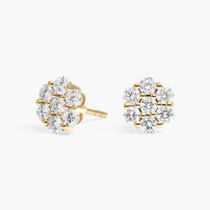 Round Lab Grown Diamond Cluster <b>Stud</b> <b>Earrings</b> in 14K Yellow Gold IGI Certified Wedding Minimalist Elegant <b>Fine</b> Jewelry - Product Image 4