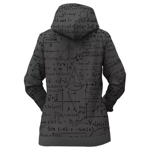 Sudadera con capucha gris con estampado de ecuaciones matemáticas en 3D, forro de sherpa, estampado completo, sudadera con capucha unisex, chaqueta con cremallera completa, cálida - Product Image 2