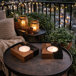 Universal Art Creation Wood Square Handmade <b>Tea</b> <b>Light</b> Candle Holder Modern Design for Home Decor Easter Christmas Parties Winter - Product Image 2