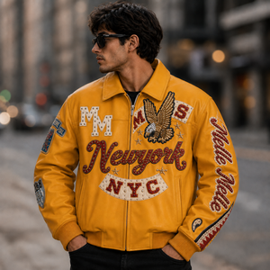 <b>Men's</b> Classic <b>Leather</b> Bomber <b>Jacket</b> – Timeless Fashion with Superior Comfort, Durable Material and Premium Craftsmanship - Product Image 1
