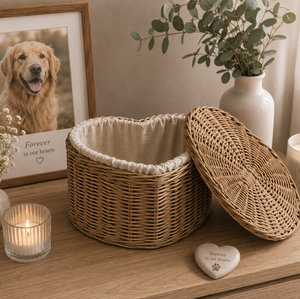 Heart Shaped Handwoven Rattan Pet Memorial <b>Urn</b> Eco-Friendly Biodegradable for <b>Cats</b> & Dogs - Product Image 2