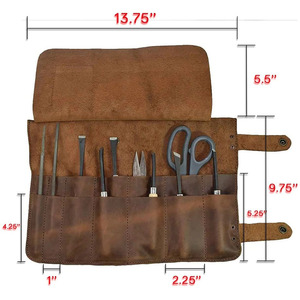 Étui à outils en cuir pleine fleur de qualité supérieure, enroulable, pour charpentier, menuisier, artisan, vente en gros OEM. - Product Image 5