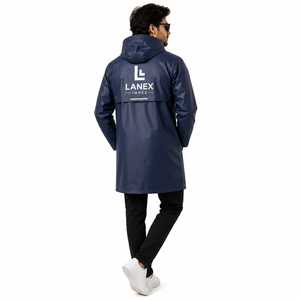 Custom Waterproof Hooded <b>Rain</b> Coat for Men PVC Coated Polyester Long <b>Rain</b> <b>Jacket</b> Windproof Outdoor Work Rainwear OEM ODM Service - Product Image 4