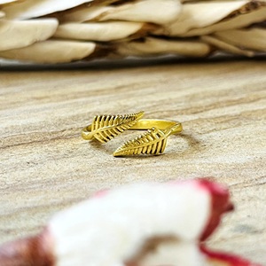 Top Choice Boho Fern Leaf Ring Brass Rings For Women 18k Gold Plated Bypass <b>Wrap</b> Floral Jewelry For Wholesale/OEM/ODM - Product Image 1