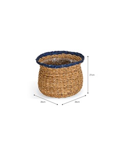 Cesta de almacenamiento de junco marino acanalado, hecha a mano, ecológica, al por mayor, fabricada en Vietnam - Product Image 2