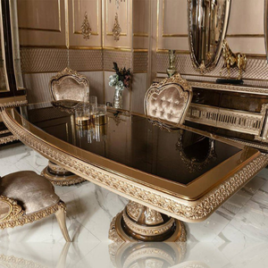 Luxury Rococo Dark Mahogany Wood Carved Antique Dining <b>Table</b> Set High-End Eco-Friendly Furniture for European Style Villa - Product Image 4