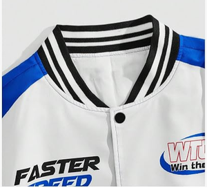 Men's Button Graphic Stand Collar Varsity Racing Motorcycle <b>Jacket</b> Streetwear Bomber Coat Casual <b>Winter</b> Car Race Outerwear - Product Image 3