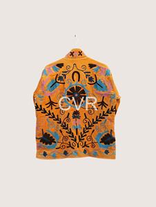 Bohemian Mandarin Collar Embroidered Floral Jacket Full Sleeve Plus Size Women's Autumn Casual Outerwear Velvet Polyester - Product Image 3