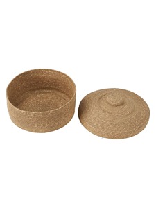 Panier rond à couvercle en jonc de mer naturel Pacific Lifestyle, fait main, pour rangement, vente en gros, écologique, fabriqué au Vietnam - Product Image 2